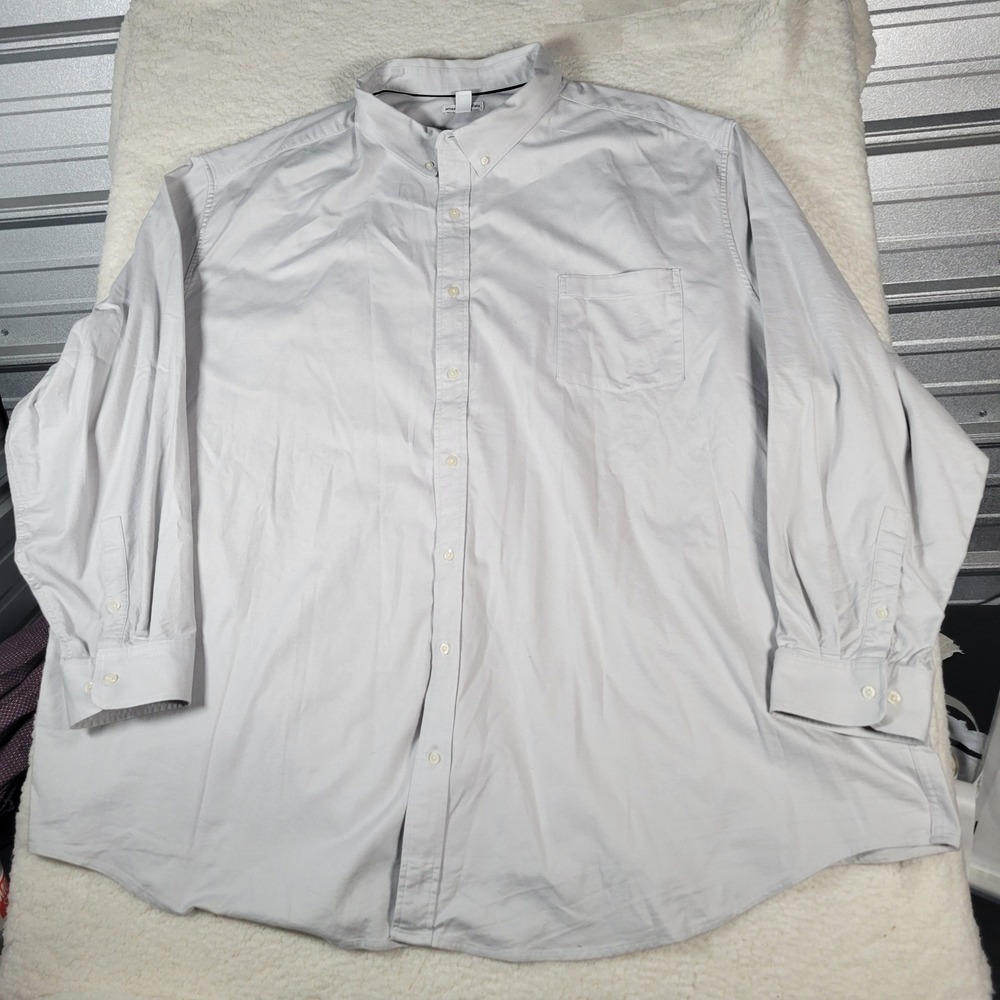 Amazon Essentials Button Down Mens 6XLT Grey Long Sleeve Stretch Tall Shirt